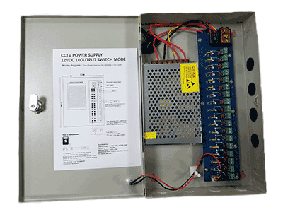 SAXXON SX10A18CH - Fuente de Poder Profesional 12 VCD / 10 Amperes / 18 Canales / 0.5 Amperes por Canal / Protección contra Sobrecargas / Led Indicador de Funcionamiento