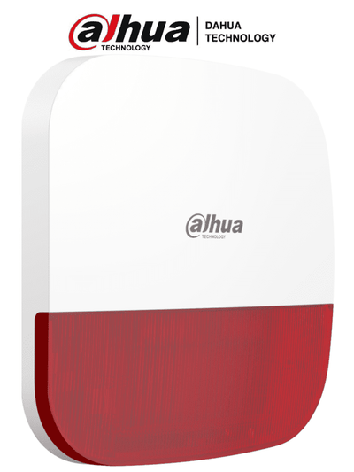 DAHUA DHI-ARA13-W2 - Sirena Inalámbrica para Exterior con Estrobo Rojo/ 110dB / Múltiples sonidos de Alarma/ IP65/ Alarma de Batería Baja