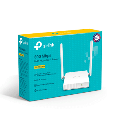 TP-LINK TL-WR820N - Router inalámbrico WISP de 2.4 GHz de 300 Mbps con 2 antenas externas omnidireccionales de 5 dBi, 2 puertos LAN 10/100 Mbps y 1 puerto WAN 10/100 Mbps.