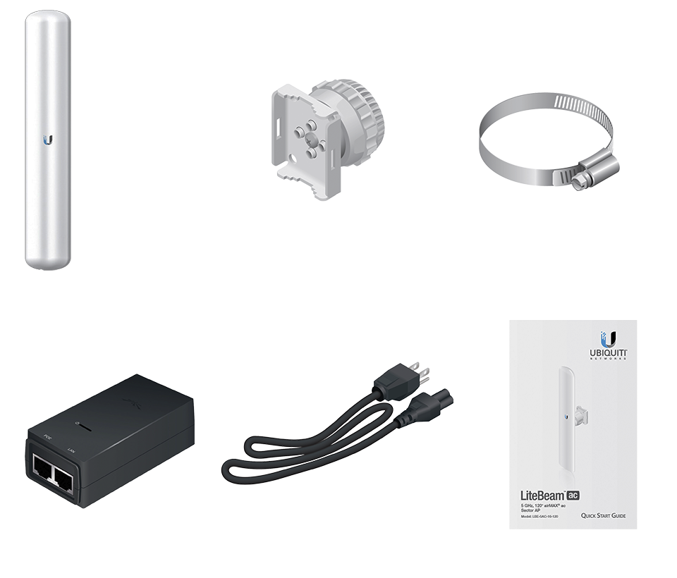 UBIQUITI LITEBEAM AC LAP-120 - Radio con antena integrada Airmax AC 5.8GHz para exterior, con antena sectorial de 16 dBi y 120 grados de apertura. Potencia de transmisión de 25 dBm y rendimiento de hasta 450 Mbp.