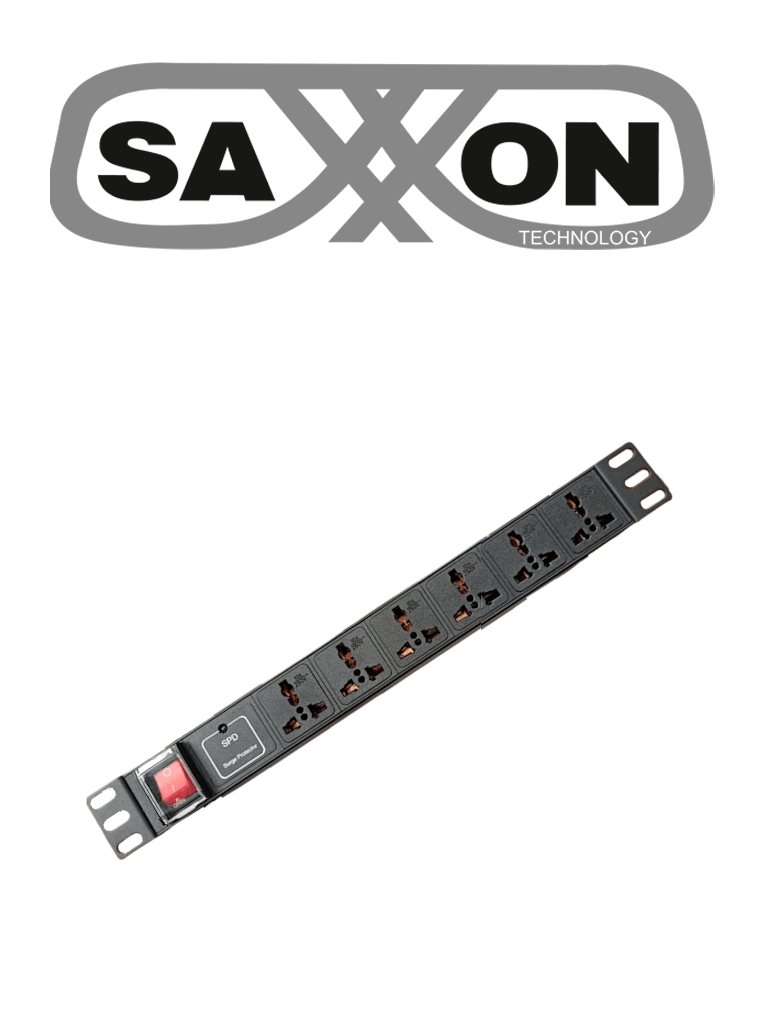 SAXXON SXPDU6U- Barra PDU con 6 Contactos Individuales / Montaje Horizontal / 1UR / Protección contra rayos