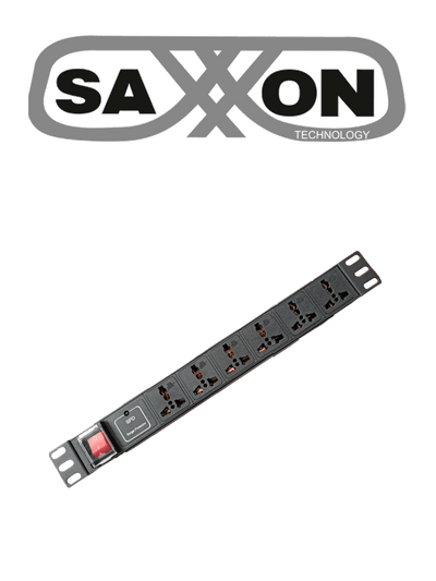 SAXXON SXPDU6U- Barra PDU con 6 Contactos Individuales / Montaje Horizontal / 1UR / Protección contra rayos