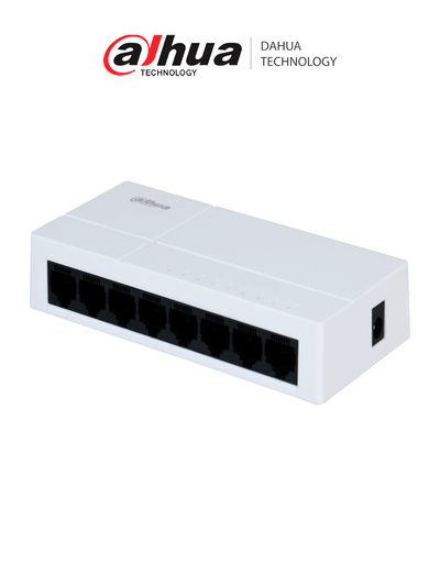 DAHUA PFS3008-8GT-L - Switch para Escritorio 8 Puertos/ Gigabit Ethernet/ 10/100/1000/ Diseño Compacto/ Capa 2/ switching 16 Gbps/ Velocidad de Reenvio de paquetes11.9 Mbps/ Blanco/