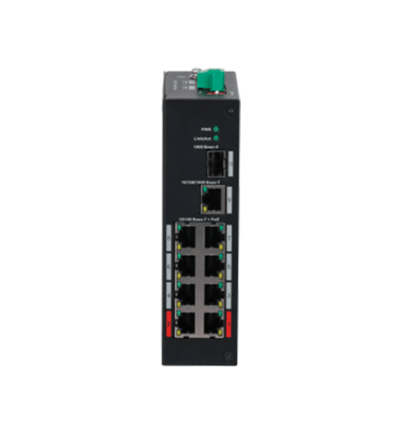 DAHUA PFS3110-8ET-96 - Switch PoE de 10 Puertos/ 8 Puertos PoE/ 1 Puerto SFP de 1000 Mbps/ 1 Puerto Puerto RJ45 10/100/1000/ 96 Watts Totales/ Soporta PoE Watchdog/ Switching 7.6 Gbps/ Tasa de Reenvio de Paquetes de 4.17 Mbps/