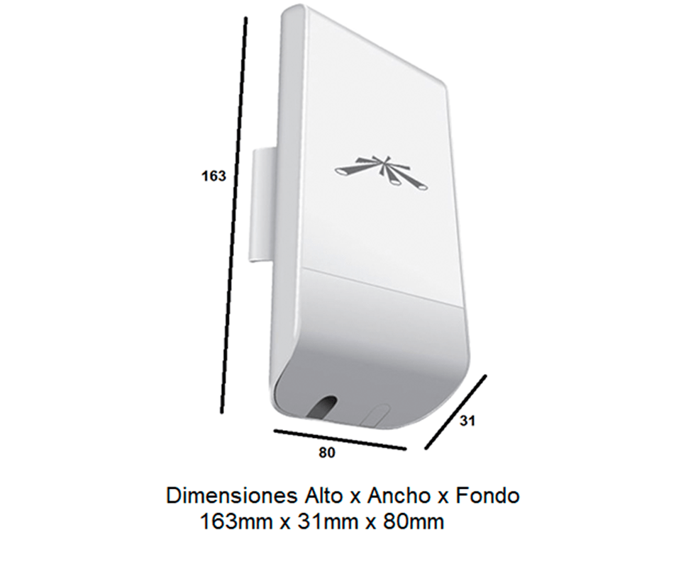 UBIQUITI NANOSTATION LOCOM5 - Radio Airmax 5.8GHz para exteriores con antena integrada tipo panel de 13 dBi, MIMO, potencia de 23 dBm y rendimiento de hasta 150 Mbps.