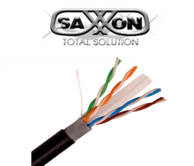 SAXXON OUTPCAT6CCAEXT- Cable UTP CCA de 305M/ Categoria 6/ Exterior/ Doble forro/ Color negro