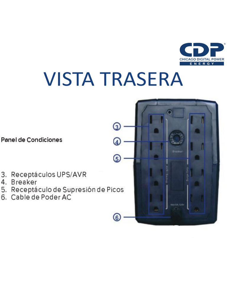 CDP R-UPR508 - UPS Interactivo de 500 VA y 250W, con 8 terminales de salida (4 con respaldo), auto reseteo, incluye batería de 12V 4.5AH, y es libre de mantenimiento.