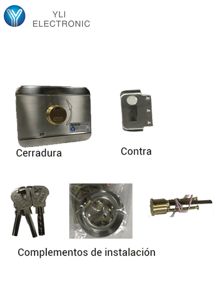 YLI ABK703BS - Cerradura inteligente anti impacto cuenta con juego de 3 llaves, sensor con luz LED de status o correcto cerrado, apertura con pulso voltaje de 12VDC