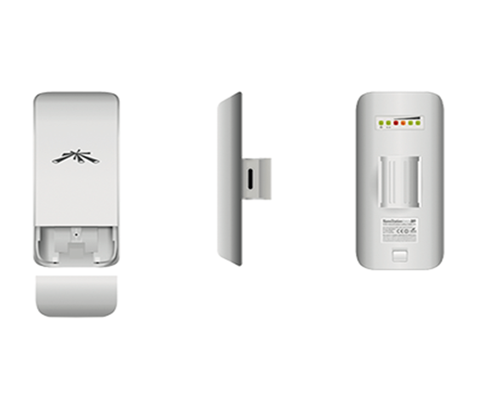 UBIQUITI NANOSTATION LOCOM5 - Radio Airmax 5.8GHz para exteriores con antena integrada tipo panel de 13 dBi, MIMO, potencia de 23 dBm y rendimiento de hasta 150 Mbps.
