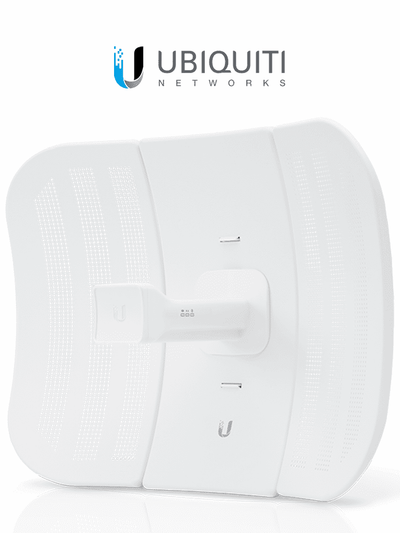UBIQUITI LiteBeam M5 LBE-M5-23 - Radio (CPE) airMAX M5, operando en 5 GHz (5150 - 5875 MHz), con antena integrada de 23 dBi y potencia de transmisión de 25 dBm. Cuenta con 1 puerto Ethernet (10/100) y ofrece un rendimiento de hasta 100 Mbps
