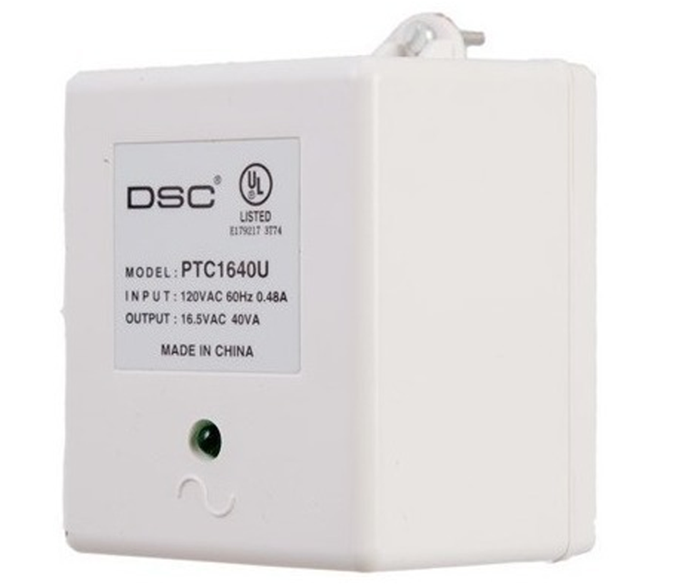 DSC PTC1640U - Transformador 16VCA / 40VA #cer Fusible Interno para paneles y módulos de NEO, Power Series y Maxsys