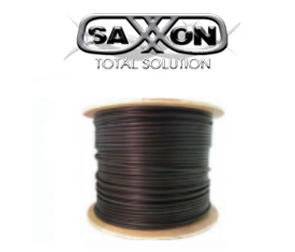 SAXXON OUTPCAT6GCOPEXT- Bobina de Cable UTP Cat6 100% Cobre con Gel/ 305 Metros/ Uso Exterior/ Color Negro/ Cumple con Estandares: ISO/ IEC 11801 Ed2; EIA/ TIA568/ Ideal para Cableado de Redes y Video/