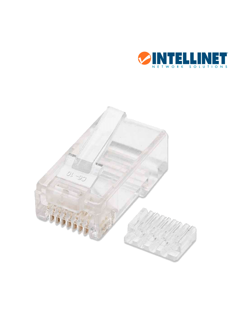 INTELLINET 503006 - Enchufe RJ45 CAT6 sólido UTP, bote de 100 piezas, con 15 micras de oro.