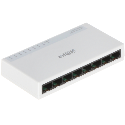 DAHUA PFS3008-8ET-L - Switch para Escritorio de 8 Puertos Fast Ethernet/ 10/100/ Diseño Compacto/ Capa 2/ switching 1.6 Gbps/ Velocidad de Reenvio de Paqutes 1.19 Mbps/
